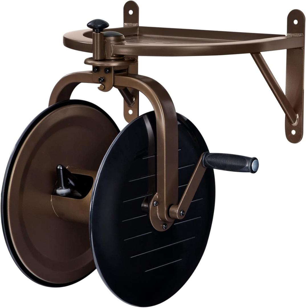 Liberty Garden Products 715 Navigator Rotating Garden Hose Reel, Holds 125-feet of 5/8-Inch Hose (Bronze/Black)