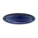 Euro Ceramica Peacock Collection Crackleglaze Serveware Trays, 13" Oval Appetizer Platter, Feather Geometric Pattern, Blue