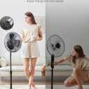 PELONIS 16 inch Pedestal Fan for Bedroom , Oscillating Fan, 3-Speeds, 90 Oscillation, Adjustable Height, Floor Fan, Standing Fan for Living Room, Kitchen, and Home office, Black