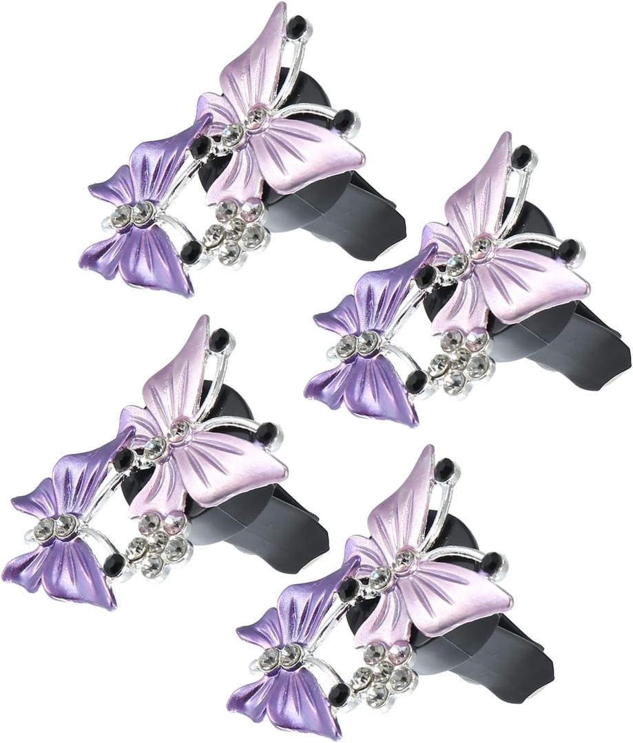 Car Butterfly Shape Clips for Air Conditioner Outlet Vent Decorations Clip Purple 4 Pcs Auto Accessories