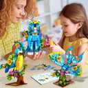 INSOON 3 in 1 Flower Cat Parrot Butterfly Building Set, Animal Figures Building Toy for Home Office Art Decor, 412 PCS Building Block Easter Gift for Kids Boys Girls Ages 6 7 8 9 10 11 12+ Adults