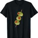 Olives on a Toothpick, Martini Cocktail Ready T-Shirt, Men Large