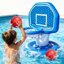 Pool Toys Inflatable Pool Floats Set, Inflatable Pool Basketball Hoop with 2 Balls for Indoor Outdoor Toddler Toys, Poolside Basketball Hoop Summer Water Toys for Boys Girls Age 3+