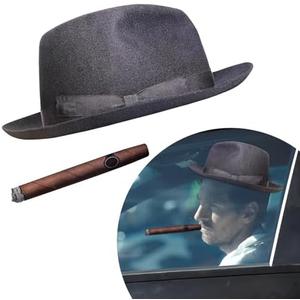 DXNQ Fedora and Cigar Window Decal, Funny Driving Fake with Hat and Cigar Car Stickers, Waterproof Driving Crooner Decals for Vehicle Window Windshield, Car Decor Accessories (Style B)