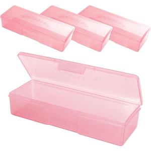 Beauticom Personal Box Storage Case for Professional Manicurist Nails Pedicure (Large Size) (4 Pieces, PINK)