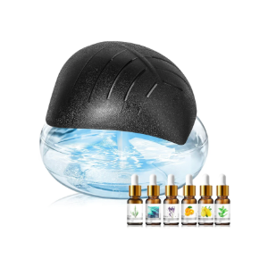 Water Air Purifier for Home with Essential Oil Diffuser & Humidifier, Rainbow Air Washer with LED Mood Light- Includes 6x10ml Essential Oils, Air Revitalizer for Smoke and Pets, Black