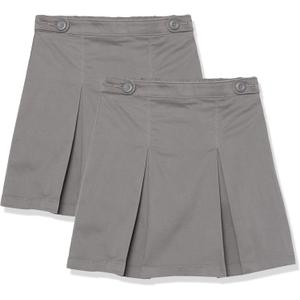 Amazon Essentials Girls' Pleated Pull-on Uniform Scooter Skirts, Multipacks (Small, Grey)