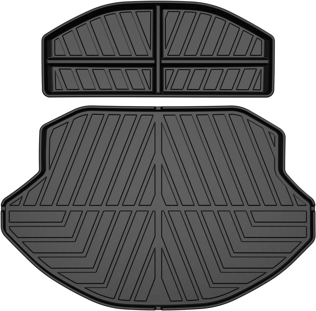 Powerty Front Trunk Mat for Ford F150 Lightning 2022-2025 Accessories Front Trunk Liner All Weather Mats Upper and Lower Trunk Storage Liner Cargo Mat 2 PCS