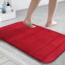 SK Studio Memory Foam Bath Mat Non Slip Absorbent Bathroom Rugs Thick Soft Dry Fast for Kitchen Runner Mat for Kitchen Floors Red, 16x24 inch