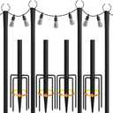 fuzzy-bird String Light Poles, 10Ft Light Poles for Outside, Metal Poles with Fork, Lighting Hanging Post Accessories for Patio Decor Garden Backyard Yard Front Porch Outside Decorations