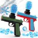 2 Pack Gel Ball Blaster Guns, Small Manual Splat Orby Gun, Gel Splatter Blaster for Adults, Outdoor Activities Shooting Games for Backyard, Garden& Lawn, Ages 14 & Up (Red/Blue + Graan/Black) (Glk05)