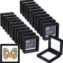 Prasacco 60 Pcs Floating Display Case,Coin Frame Displays Holder Stands Black 3D Floating Display Case for Challenge Coin Rock Pin Shells Specimen Jewelry(2.752.750.8 Inches)