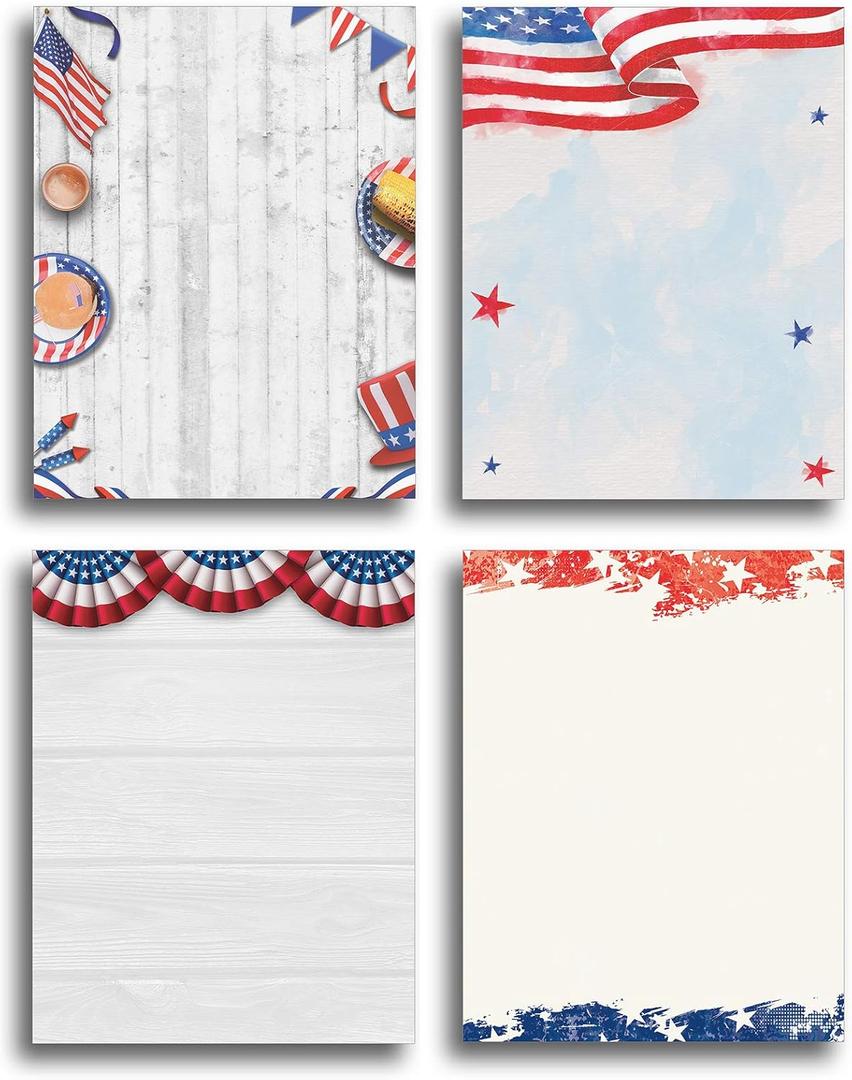 American Patriotic Stationery Printer Paper Variety Pack - 80 Sheets