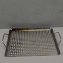 BBQ Grilling Pans,Stainless Steel Grill Grate11x14 Topper Grid Plate Grill Serving Trays With Handles Indoor Outdoor use for Meat, Vegetables & Seafood,Christmas gifts