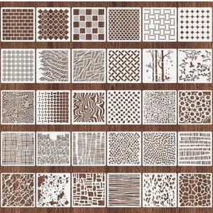 Geometric Stencils for Painting, Reusable Abstract Layering Stencils for Crafts Reusable on Wood, Furniture, Floor, Drawing Templates for Card Making, Cake Decorating, Rock Painting30 pack