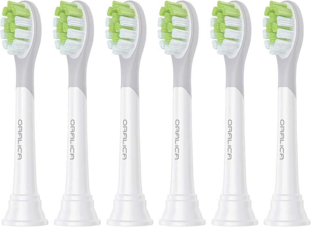 Japanese Brand Whitening Replacement Toothbrush Heads, Compatible with Philips Sonicare Click-on Handles, 6 Pack, Medium, with Tongue Cleaner (CA668, White)