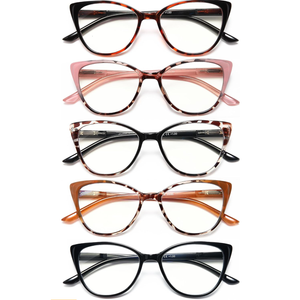 EYEURL 5 Pack Cat Eye Reading Glasses for Women-Blue Light Glasses for Woman Fashion Readers with Spring Hinge