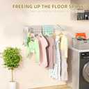 Wall Mounted Drying Rack 23.6'', Foldable Laundry Drying Rack Wall Mount with 4 Towel Hooks and 4 Rods, Space Saving Drying Rack Clothing for Indoor Outdoor Bathroom Balcony (White, 23.6'')