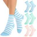 3 Pairs Aloe Infused Socks Lotion Socks Moisturizing Spa Socks Non Slip Coral Fleece Socks for Repairing Softening Dry Cracked Feet Infused Gel Sleeping