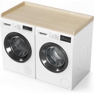 SpaceAid Washer Dryer Countertop, Laundry Wood Shelf Topper with Edge, 54" Width x 27.5" Depth Cover Guard Organizer for Washer and Dryer Laundry Hamper Counter Storage Organization (Oak)
