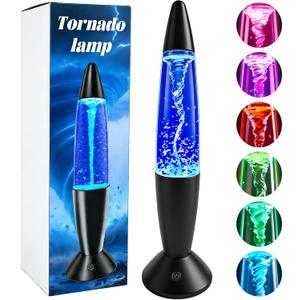 Twister Hurricane Light, 14-Inch Tornado Lamp Glitter Motion Light 7 Colors Touch Changing Night Light Relaxing Table Lamp for Home Bedroom Office Decoration Lighting Decor (Black)