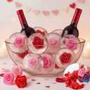 Lyrow 25 Pack Rose Ice Cube Molds DIY Flower Ice Molds Bucket for Wedding 25 Artificial Roses Flower 30 Balloons with Expander Plier for Freezer Whiskey Wine Champagne Cocktails Wife Girlfriend Gift