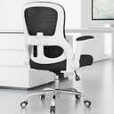 Ergonomic Office Chair - Computer Desk Chairs Comfy, Mesh High-Back Gaming Chair with Adjustable Lumbar Support, Executive Task Chair for Adults, Comfortable for Long Hours (White Black)