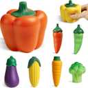 Bath Toys for Kids Toddlers,No Hole Bathtub Toys Veggies Toddler Bath Toys,Soft Creative Vegetable Pretend Play Food Baby Bath Toy