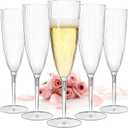 36PCS Clear Champagne Flutes Plastic - 6 OZ Disposable Plastic Champagne Flute, Clear Wine Glasses Reusable Plastic Cocktail Cups for Home Daily Life Party Birthday Wedding Toasting