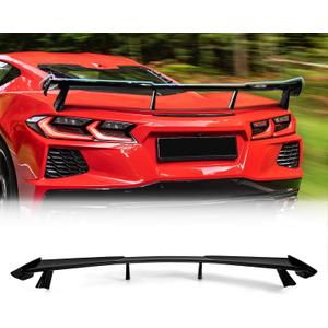 Rear Trunk Lid High Wing Spoiler Kit Compatible with Corvette C8 Stingray Coupe Convertible 2020 2021 2022 2023 2024,Rear Trunk Wing Spoiler,Gloss Black