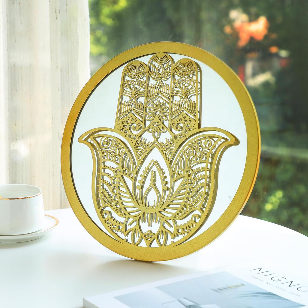 Hamsa Hand Round Decorative Mirrors Room Home Circle Mirrors Modern Wall Decor Gifts for Women Moms