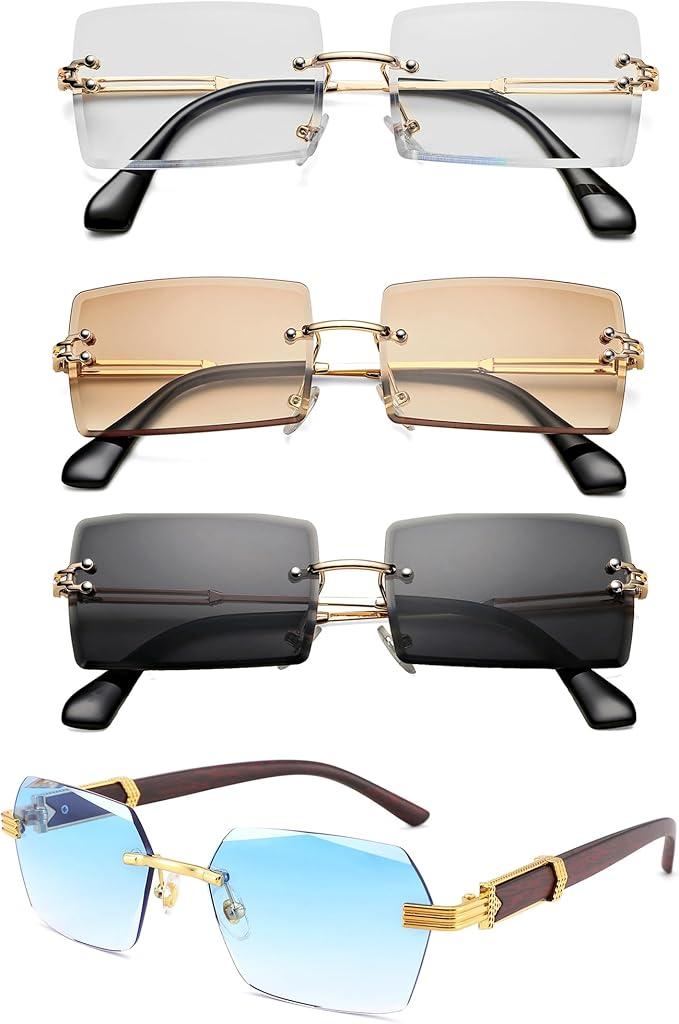 Hycredi Rimless Sunglasses Women Men HY8033 and HY8100
