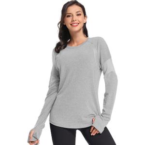 Muzniuer Womens Long Sleeve Workout Shirts-Plain Long Sleeve Tshirt for Women Yoga Sports T-Shirt Activewear with Thumb Hole (S)