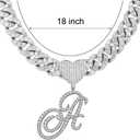 Initial Necklaces Silver Cuban Link Chain for Women Iced Out Chain with Heart Letter Pendants Custom Chain Name Necklace Hip Hop Jewelry Gift