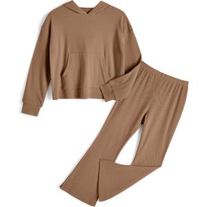 Girls' Clothing Sets 2 Piece Hoodie Long Sleeve Shirts Bell Bottom Cute 2025 Spring Outfits Sweatsuits