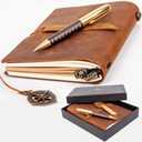 Premium Leatherbound Writing Journal Set: Real Authentic Antique Style & Handmade W Lined Paper & Blank Pages for Writing, Travel Diary for Artistic Men & Women. This Versatile