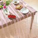 Horaldaily Pink Gold Sparkling Star Gauze Tablecloth 60x84 Inch Rectangular, Pink Star Sequin Glitter Metallic Foil, Sheer Tulle Cheesecloth for Wedding Baby Shower Party