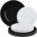 Bluesky Black & White Plastic Plates Combo - 10", 7.5" (36 Pieces) - Premium Quality, Disposable and Lightweight - Perfect for BBQs, Picnics, and Everyday Use