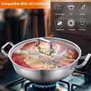 Delarlo Tri-Ply Stainless Steel 12 inch Everyday Pan with Glass Lid, Deep Saute Pan, Kitchen Everything Pan, High Side Chef's Pans, Induction Cooking Pot, Dishwasher Safe, 4QT Stock Pot Up To 600