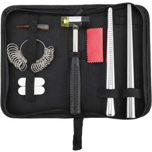 Artilife Ring Sizer Measuring Tool,Steel Ring Mandrel for Ring Making,Ring Sizer Mandrel,Ring Size Measuring Tool,Ring Straightening Tool Metal Ring Sizer Ring Shaper with Handbag (10 Accessories)