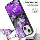 OOK Designs for iPhone 13 Case Glitter Purple Butterfly Nebula Space Design Hard PC+Soft TPU Bumper Anti-Slip Ultra Thin Cover Protective Shockproof Case for iPhone 13