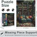 Jigsaw Puzzles for Adults 1000 Pieces - Vintage Library with Bookshelves, Plants & Cozy Fireplace, Premium Quality Adult Puzzles - Completed Size 27.5x19.7 in