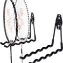Tennis Racket Storage Hanger,Tennis Racket Holder Rack Wall Hooks for Garage,Heavy Duty Hanger Metal Badminton Racket Holder Hooks for Cables, Ropes and Hoses,Extension Cord Holder,2 Packs(Black)