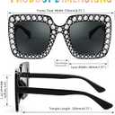 FEISEDY Kids Sunglasses for Girls Oversized Square Sparkling Party Sun Glasses Lightweight Fashion Shades B0053 (Black)