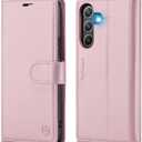 FLIPALM Wallet Case for Samsung Galaxy A36 5G, RFID Blocking Credit Card Holder, PU Leather Folio Flip Kickstand Protective Shockproof Cover for Galaxy A36 (Pink)