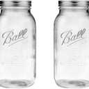 Ball Wide Mouth Glass Mason Jars with Lids and Bands, Used for Canning, Pickling, Juice, Jam, Jelly, Half Gallon Size 64 Ounce (Pack of 2)