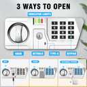 TOTOY 1.5 Cu Ft Small Fireproof Safe Box For Home Documents with Type-C External Power - Steel Security Safe Lock Box with Electronic Keypad, LED Sensor Light- Safety Box For Cash, Jewelry