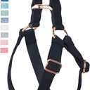 Soft Leather No Pull Dog Harness - Adjustable Step in Dog Harness with Rose Gold Heavy Duty Metal Buckle, Freedom Nylon Dog Halter Vests for Small Medium Large Dogs Easy Walking Training (Black,XS) (XS (Neck&Chest Girth 12"-16"x Width 0.6"))