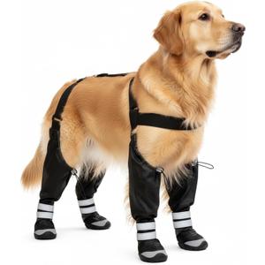 Upgraded Dog Suspender Boots, Waterproof Dog Rain Boot, Anti-Slip Winter Snow Dog Shoes Leggings, Adjustable Suspender Boots for Large Dogs, Paws Protector for Outdoor Dogs Walking Hiking (L)