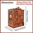 Wooden Temple Mandir for Home with Door Cabinets | Beautiful Pooja Unit with Storage Space | with LED Light and Wall Mounts | Elegant Pooja Mandir for Home Big Size(H-17.3, L-11, B-10.6 inch)
